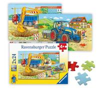 Ravensburger - Puzzle Construcción y Granja, 2 Rompecabezas de 24 Piezas, Rompecabezas para Niños 4+ Años, Idea de Regalo para Ella o Él, 26x18 cm, Exclusivo de Amazon