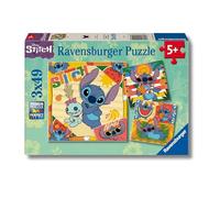 Ravensburger - Puzzle: Disney Stich, Puzzles Niños 5 Años o Más, Rompecabezas, 3 Puzzles de 49 Piezas, Regalos Niños 5 Años, 21x21cm