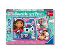 Ravensburger - Puzzle: Gabby's Dollhouse XXL, Casa de Muñecas Gabby, Puzzles Niños 5 Años o Más, Rompecabezas, 3 Puzzles de 49 Piezas, Regalos Niños 5 Años, 21x21cm