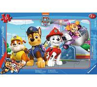 Ravensburger Puzzle Infantil 05681 - Cuatro Valientes salvadores - 15 Piezas de la Patrulla Canina Puzle Marco para niños a Partir de 3 años, Color Azul y Amarillo