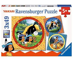 Ravensburger Puzzle Infantil - 08000 Yakari el Valiente Indio - Puzzle Yakari para niños a Partir de 5 años, con 3 x 49 Piezas