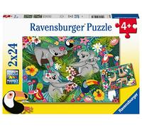 Ravensburger - Puzzle: Koalas y Perezosos, Puzzle 4 Años o Más, Puzles Niños 4 Años, Rompecabezas Niños, Ravensburger Puzzle, Regalo Niño 4 Años, 2 Puzzles x 24 Piezas, Medida puzzle 26x18cm