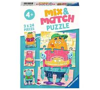 Ravensburger Puzzle, Monstruos Divertidos, Línea Mix & Match, Puzzles para Niños, Edad Recomendada 4+, Rompecabeza de Calidad