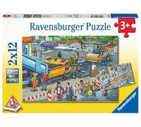 Ravensburger - Puzzle: Obras en la City Ciudad, Puzzle 3 Años o Más, Puzles Niños 3 Años, Puzzles Infantiles 3 Años, Rompecabezas Niños, Puzzle 2x12 Piezas, Medida Puzzle 26x18cm