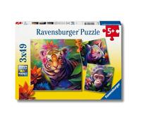 Ravensburger - Puzzles Crías De La Selva Pack De 3 | Puzzle 5 Años O Más | Regalos para Niños De 5 Años De 3 X 49 Piezas | Rompecabezas Niños De 21 X 21 Cm | Ravensburger Puzzle