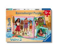 Ravensburger - Puzzles Disney Vaiana 2 Pack De 3 | Puzzle 5 Años O Más | Regalos para Niños De 5 Años De 3 X 49 Piezas | Rompecabezas Niños De 21 X 21 Cm Puzzle