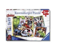 Ravensburger - Puzzles Marvel: Avengers Pack De 3 | Puzzle 5 Años O Más | Regalos para Niños De 5 Años De 3 X 49 Piezas | Rompecabezas Niños De 21 X 21 Cm Puzzle