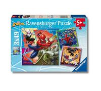 Ravensburger - Puzzles Marvel: Spider Man 2 Pack De 3 | Puzzle 5 Años O Más | Regalos para Niños De 5 Años De 3 X 49 Piezas | Rompecabezas Niños De 21 X 21 Cm | Ravensburger Puzzle