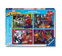 Ravensburger - Puzzles Marvel: Spider-Man Pack De 4 | Puzzle 5 Años O Más | Regalo Niño 5 Años O Más De 100 Piezas Cada Uno | Rompecabezas Niños De 36 X 26 Cm Puzzle