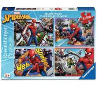 Ravensburger - Puzzles Marvel: Spiderman Pack De 4 | Puzzle 5 Años O Más | Regalo Niño 5 Años O Más De 100 Piezas Cada Uno | Rompecabezas Niños De 36 X 26 Cm | Ravensburger Puzzle
