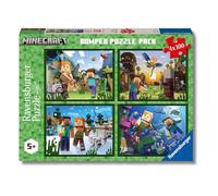 Ravensburger - Puzzles Minecraft Pack De 4 | Puzzle 5 Años O Más | Regalo Niño 5 Años O Más De 100 Piezas Cada Uno | Rompecabezas Niños De 36 X 26 Cm Puzzle
