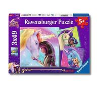 Ravensburger - Puzzles Unicorn Academy Pack De 3 | Puzzle 5 Años O Más | Regalos para Niños De 5 Años De 3 X 49 Piezas | Rompecabezas Niños De 21 X 21 Cm | Ravensburger Puzzle