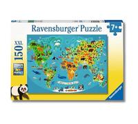 Ravensburger - Puzzles XXL Mapa De Los Animales | Puzzle 7 Años O Más | Regalo Niño 7 Años O Más De 150 Piezas | Rompecabezas Niños De 49 X 36 Cm | Ravensburger Puzzle