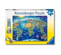 Ravensburger Puzzle Mapa Mundi Vista del Mundo Desde Arriba 200 piezas XXL 49x36 cm 8+