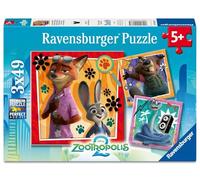 Ravensburger - Puzzles Zootropolis 2 Pack De 3 | Puzzle 5 Años O Más | Regalos para Niños De 5 Años De 3 X 49 Piezas | Rompecabezas Niños De 21 X 21 Cm | Ravensburger Puzzle