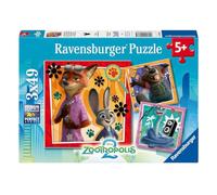 Ravensburger - Puzzles Zootropolis 2 Pack De 3 | Puzzle 5 Años O Más | Regalos para Niños De 5 Años De 3 X 49 Piezas | Rompecabezas Niños De 21 X 21 Cm | Ravensburger Puzzle