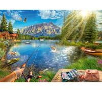 Ravensburger Rompecabezas Life at The Lake - Rompecabezas de 1000 Piezas para niños y Adultos | Hecho a Mano en Alemania | Ajuste Entrelazado | Imágenes Vibrantes y sin Reflejos