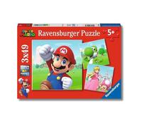 Ravensburger - Super Mario, Puzzle niños 5 años, 3 Puzzles de 49 Piezas