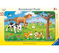 Ravensburger - Tiernos Amigos, Puzzle niños 3 años, 15 Piezas con Marco Incluido
