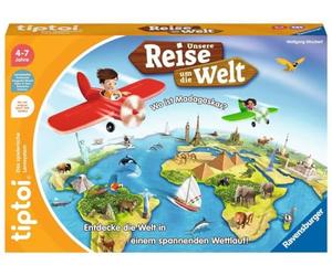 Ravensburger tiptoi Game 00117 Unsere Reise um Die Welt: Juego Educativo para niños y niñas a Partir de 4 años, Juego Educativo de geografía para niños y niñas, para 1 a 4 Jugadores
