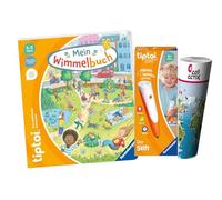 Ravensburger tiptoi - Juego de libro infantil con texto en alemán "Mein Wimmelbuch (Kinderbuch) + 00110 tiptoi Der Stift mit Wimmel-Poster - Juguete educativo para niños a partir de 3 años