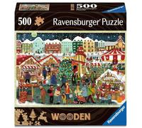 Ravensburger Wooden 12001539 Christmas Market-Puzzle (500, Piezas Individuales y 40 pequeñas Figuras de Madera, para Adultos y niños a Partir de 14 años)