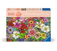 Ravensburger Wooden Puzzle & Board - Tiffany Flowers, 100 piece for Adults and K