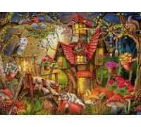 Ravensburger-Huisje in het bos Gato, Ardilla Infantil 12951 - La casa del Bosque 200 Piezas XXL - Puzzle para niños a Partir de 8 años, Color zilver