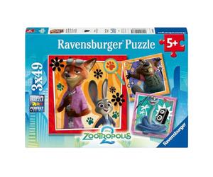 Ravensburger - Zootrópolis 2, Puzzle niños 5 años, 3 Puzzles de 49 Piezas