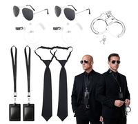 Raveparty Accesorios para disfraz de hombre en negro, accesorios para pareja, accesorios de seguridad, servicio secreto de seguridad, accesorios para disfraz de espía, para carnaval, cosplay, fiesta