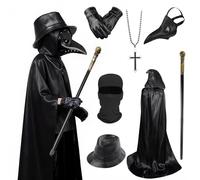 Raveparty disfraz medico peste negra, disfraz peste negra, plague doctor costume, disfraz de Halloween para hombre, steampunk, Halloween, cosplay (180cm)