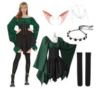 Raveparty Disfraz medieval para mujer: vestido medieval con accesorios para carnaval, Halloween, teatro y más. (M)