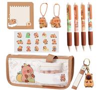 Raveparty Estuche para lápices, bonito estuche Kawaii, bonito juego de papelería con calcomanías colgantes, notas Post-It para niños y niñas, regalo de cumpleaños, juego de papelería de vuelta a la