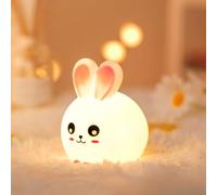 RAVEZON Luz Nocturna Infantil de Conejito - Lámpara Bebe Noche para Niños - Luz Quitamiedos para la Cama - A Pilas para Regalo de Cumpleaños y Navidad