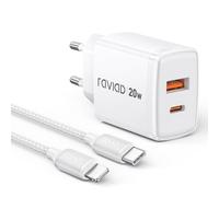 RAVIAD 20W Cargador para iPhone Carga Rapida, Cargador USB C Carregador Enchufe Rapido con Cable USB C a Lightning 3M, Compatible con iPhone 14/13/12/11/Pro/Pro MAX/iPad 5/6/7/8/9/Mini 2/3/4/5