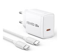 RAVIAD 20W Cargador USB C, Cargador iPhone Carga Rapida USB C Enchufe con Cable USB C 2M, Carga Rapida Tipo C Charger Compatible con iPhone 17 16 15 Pro MAX, Galaxy S25 S24 S23, iPad Pro, Macbook