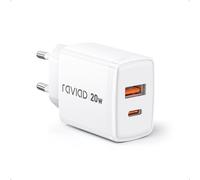 RAVIAD 20W Cargador USB C, USB C Enchufe Rapido 2-Puerto, Carga Rapida Tipo C Charger Compatible con iPhone 16 15 Pro Max, Galaxy S25 S24 S23, iPad Pro, Macbook