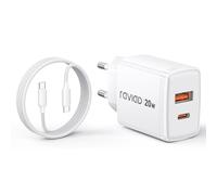 RAVIAD 20W Cargador USB C, USB C Enchufe Rapido 2-Puerto y Cable Tipo C Carga Rapida 1M, Carga Rapida Tipo C Charger Compatible con iPhone 17 16 15 Pro Max, Galaxy S25 S24 S23, iPad Pro, Macbook