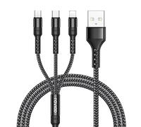 RAVIAD 3 en 1 Multi Cable de Carga, Multi USB Cargador Cable [2M] Nylon Múltiples Micro USB Tipo C para iPhone, Android Samsung Galaxy S25/S24/S23/S22, Huawei P40/P30, Xiaomi- Negro