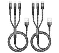 RAVIAD 3 en 1 Multi Cable de Carga, Multi USB Cargador Cable [2Pack 2M] Nylon Múltiples Micro USB Tipo C para Android Samsung Galaxy S24/S23/S22/S10/S9/S8, Huawei P30/P20, MacBook