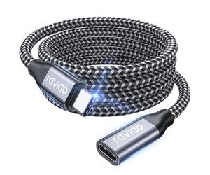 RAVIAD Cable Alargador USB C 2M, Cable de Extension USB C 3.2 Gen 2 10Gbps Vídeo 4K@60Hz, Alargador USB C Carga Rápida 100W para iPhone 15 Plus Pro Max, Macbook Pro, Pad Pro, Galaxy S25 S24 S23 S22