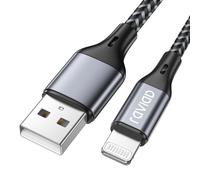 RAVIAD Cable Cargador iPhone 2M [MFi Certificado] Cable iPhone Carga Rápida Nylon Trenzado Cable iPhone USB Compatible con iPhone 14 13 12 11 XS MAX XR X 8 Plus 7 Plus 6S 6 Plus 5 5S 5C SE - Gris