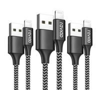 RAVIAD Cable Cargador iPhone [3Pack 2M] Cable iPhone Carga Rápida Trenzado de Nylon Compatible con iPhone 14 13 12 11 Pro XS MAX XR X 8 Plus 7 Plus 6S 6 Plus 5 5S 5C SE 2020 - Negro