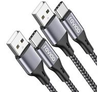RAVIAD Cable USB C 2Pack 2M, Cable Cargador Tipo C Carga Rápida y Sincronización Nylon Carga Cable USB C para Samsung S21 S20 S10 S9 S8 Note 20 10 Redmi Note 11 10 Huawei P40 P30 P20 LG Google