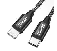 RAVIAD Cable USB C a iPhone 1M, MFi Certificado Cable iPhone Cargador nailon trenzado PD Rápida Tipo C a Phone 14/13 Pro Max/13 Mini/12 Pro/11/SE 2020/XR/XS/X/8/8 Plus- Negro