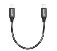 RAVIAD Cable USB C a iPhone Corto 0.3M, MFi Certificado Cable iPhone Cargador nailon trenzado PD Rápida Tipo C a Phone 14/13 Pro Max/13 Mini/12 Pro/11/SE 2020/XR/XS/X/8/8 Plus- Negro