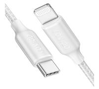 RAVIAD Cable USB C a Lightning 2M Cargador iPhone Carga Rapida MFi Certificado Cable iPhone USB C Nailon PD USB Tipo C a Lightning Cable para iPhone 14 13 12 11 Pro XS MAX XR X 8 7 6S Plus 5 - Blanco