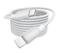 RAVIAD Cable USB C a Lightning 3M Cargador iPhone Carga Rapida MFi Certificado Cable iPhone USB C Nailon PD USB Tipo C a Lightning Cable para iPhone 14 13 12 11 Pro XS MAX XR X 8 7 6S Plus 5 - Blanco