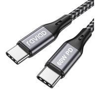 RAVIAD Cable USB C a USB C [2M], Cable PD 20V/3A 60W Carga Rápida Cable USB Tipo C para Macbook Pro, Macbook Air, Samsung Galaxy S21 S20 S10 S9, Huawei P40 P30, Mi 11 10, Xperia, Google Pixel