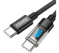 RAVIAD Cable USB C a USB C Carga Rapida 100W, 1M Cable Cargador Tipo C PD 5A QC3.0 con E-Mark Chip Cable Tipo C para iPhone 17/16/15 Pro Max, Galaxy S25 S24 S23, MacBook, Pad, Google Pixel - Negro